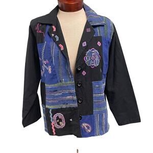 Vintage New Identity Womens Blazer Jacket Size Small Artsy Colorful Eclectic